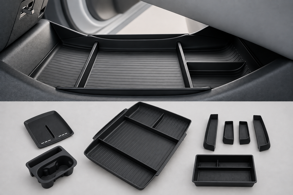 XPENG P7+ Innenraum-Organizer-Set in Schwarz für Mittelkonsole, Ablagefächer und Getränkehalter