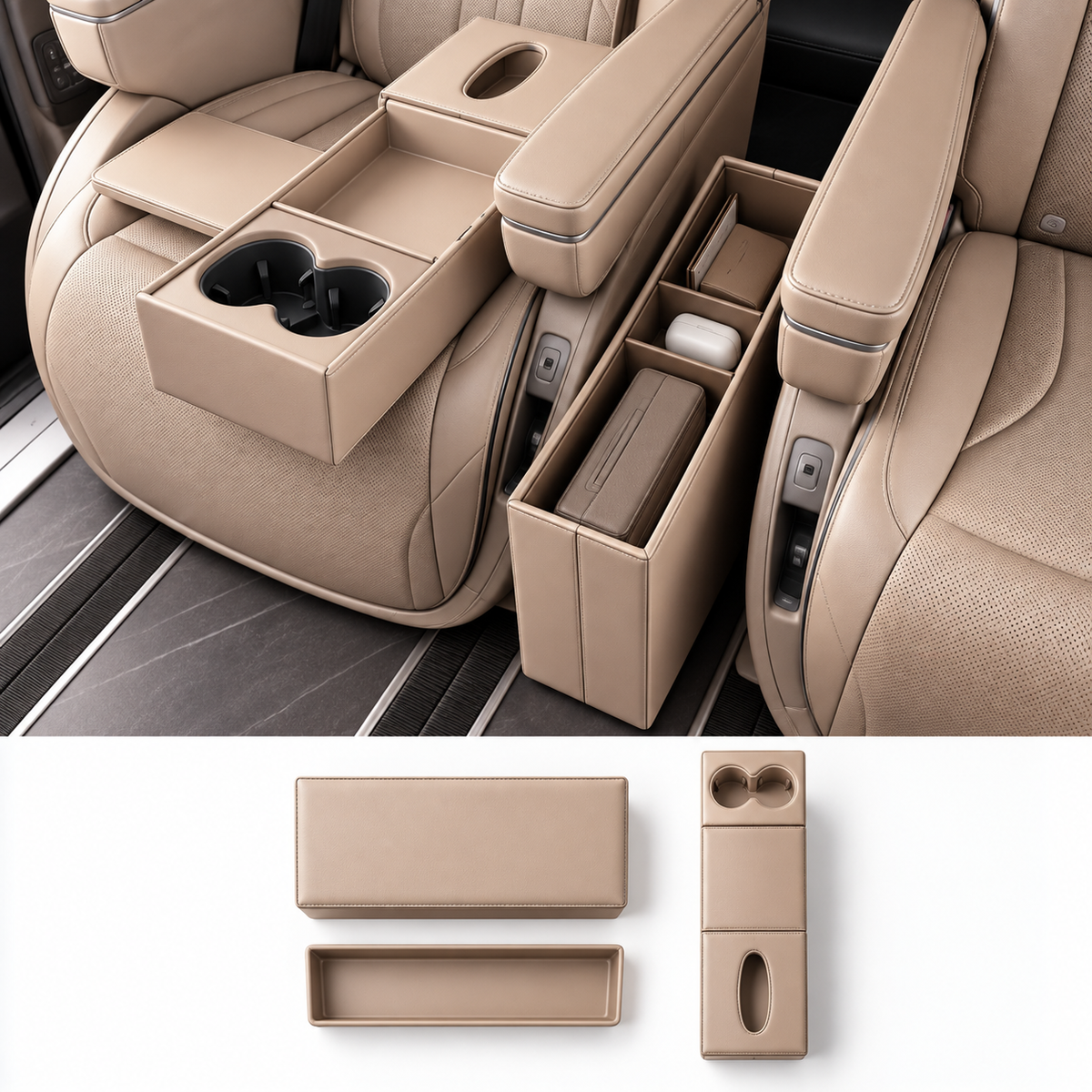 XPENG X9 Türfach-Organizer 4-teilig in Kaffeebraun